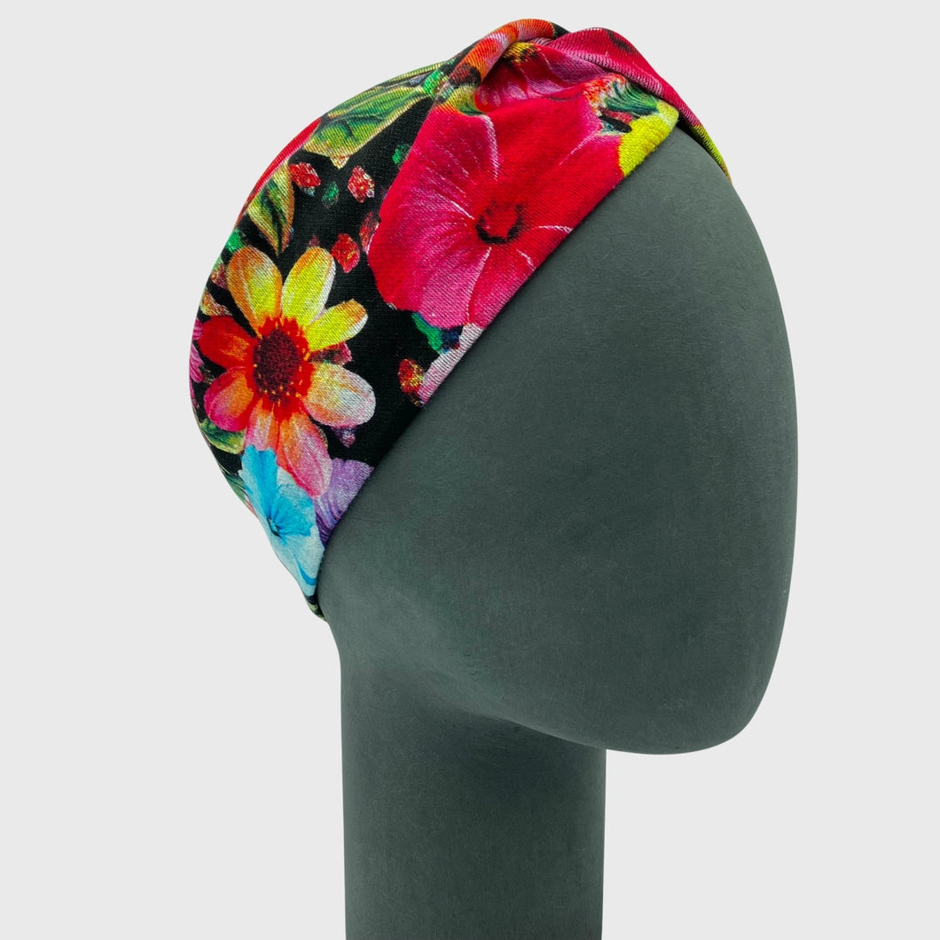 Turban Bandeau Fleurs Multicolore Ponte Jersey