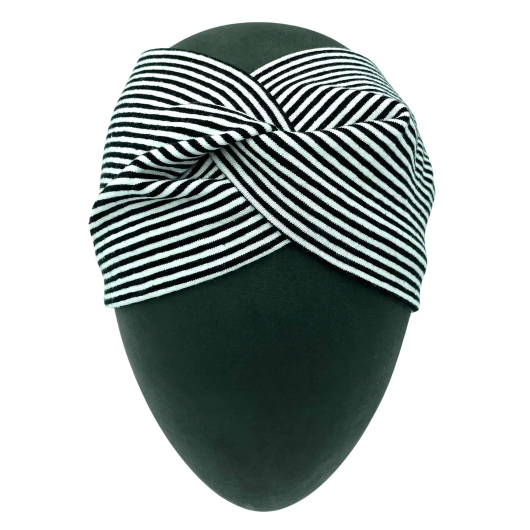 Bandeau bande rayée noir et blanc en jersey de coton