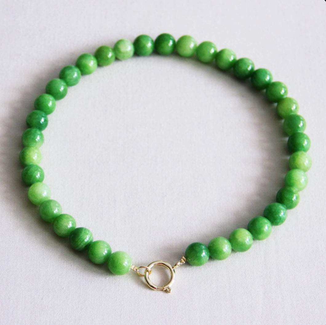 Natural stone bead necklace XL green