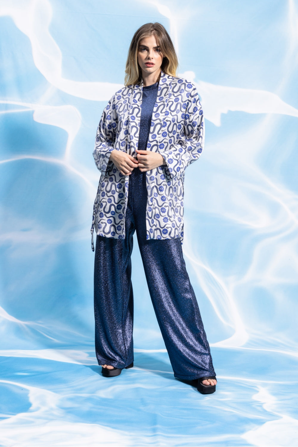 Le kimono Yoko blue snake